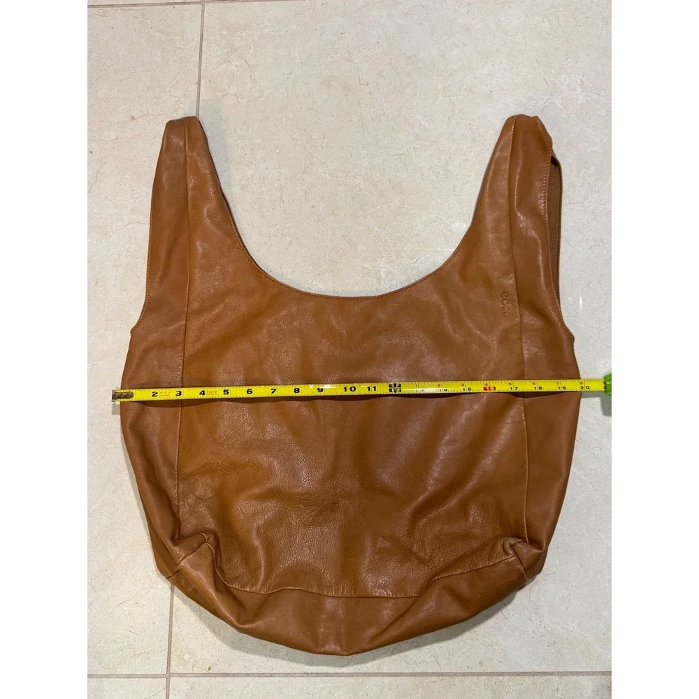 ECCO Genuine Leather Slouchy Hobo Shoulder Bag Cognac Brown